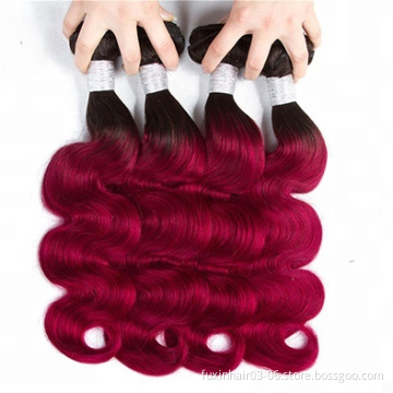 Wholesale Cuticle Aligned Hair 1B/BUG Ombre Bundles with Closure Body Wave Human Hair Chinese Hair 8A Grade 8"-30"